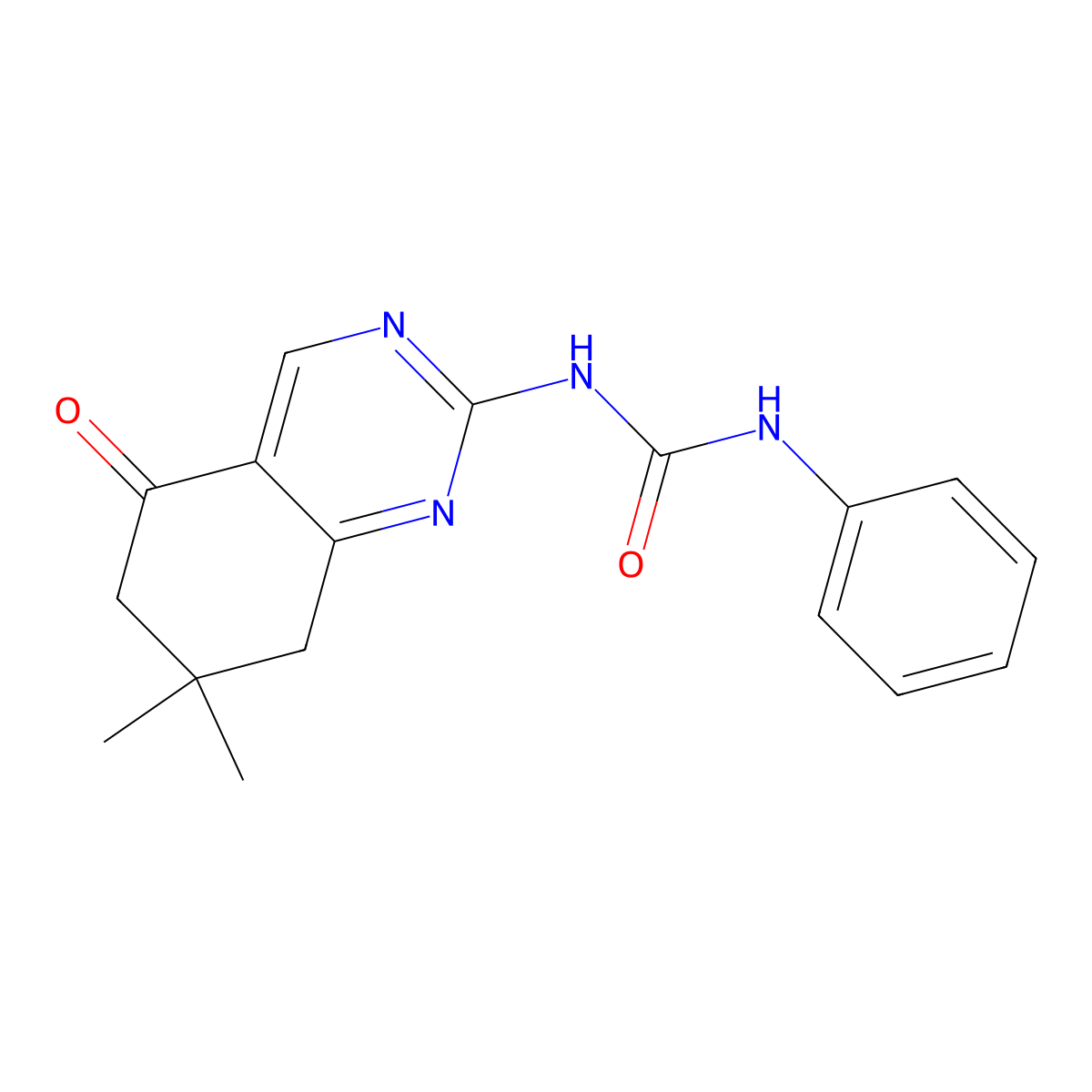 1-(7,7-Dimethyl-5-oxo-6,8-dihydroquinazolin-2-yl)-3-phenylurea molecular structure, CAS 126993-18-8