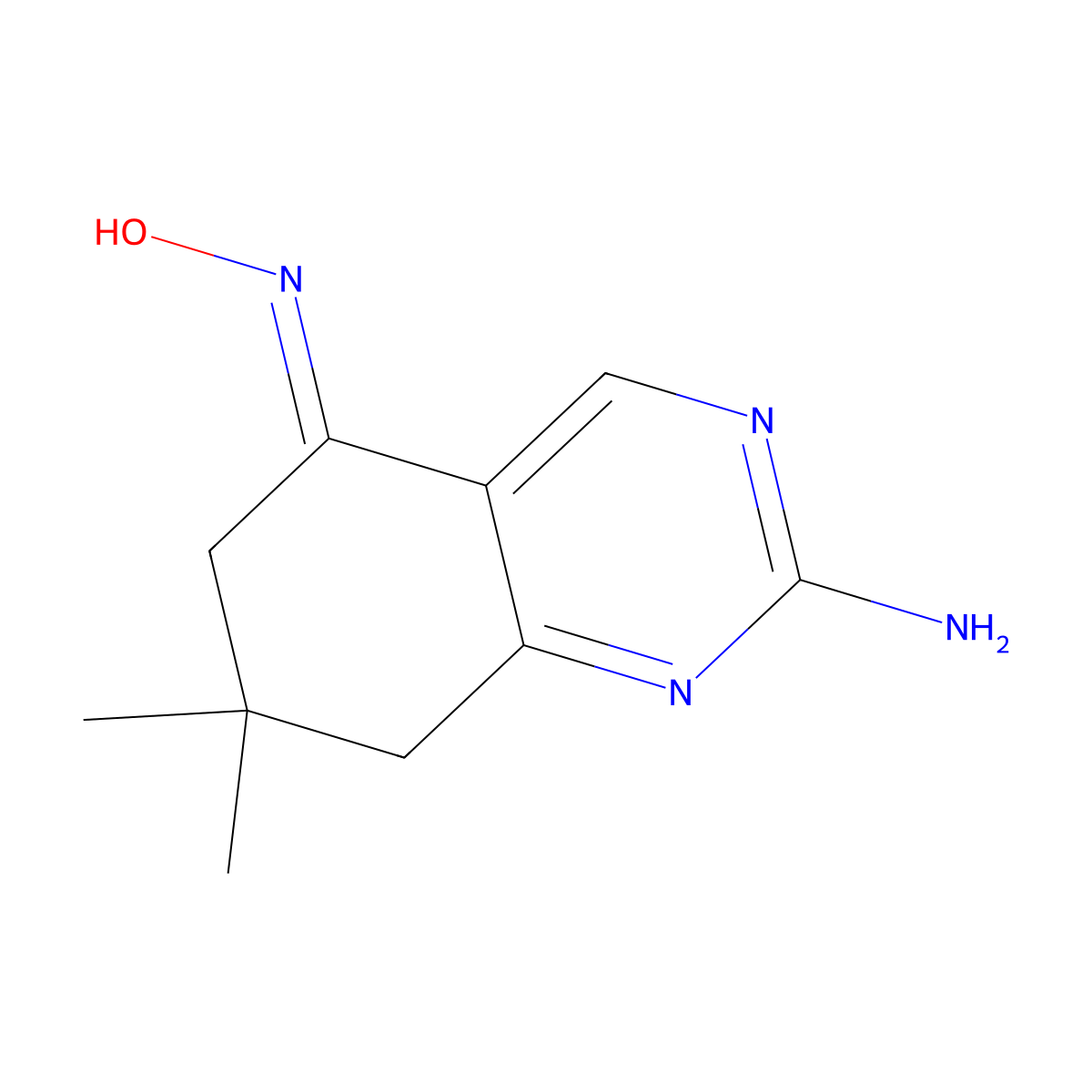 5-(Hydroxyimino)-7,7-dimethyl-5,6,7,8-tetrahydroquinazolin-2-amine molecular structure, CAS 126993-23-5