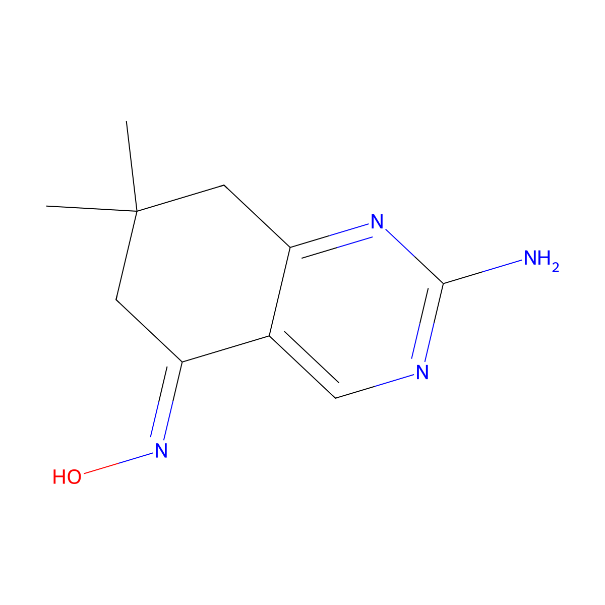 5-(Hydroxyimino)-7,7-dimethyl-5,6,7,8-tetrahydroquinazolin-2-amine molecular structure, CAS 126993-23-5