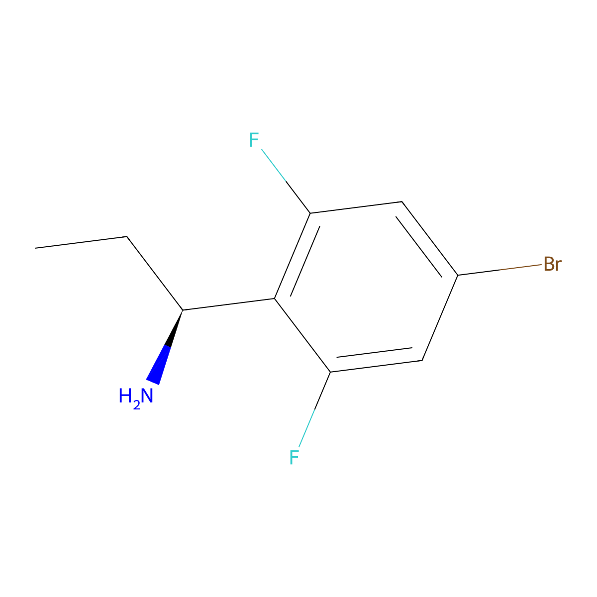 (S)-1-(4-Bromo-2,6-difluorophenyl)propan-1-amine molecular structure, CAS 1269946-80-6