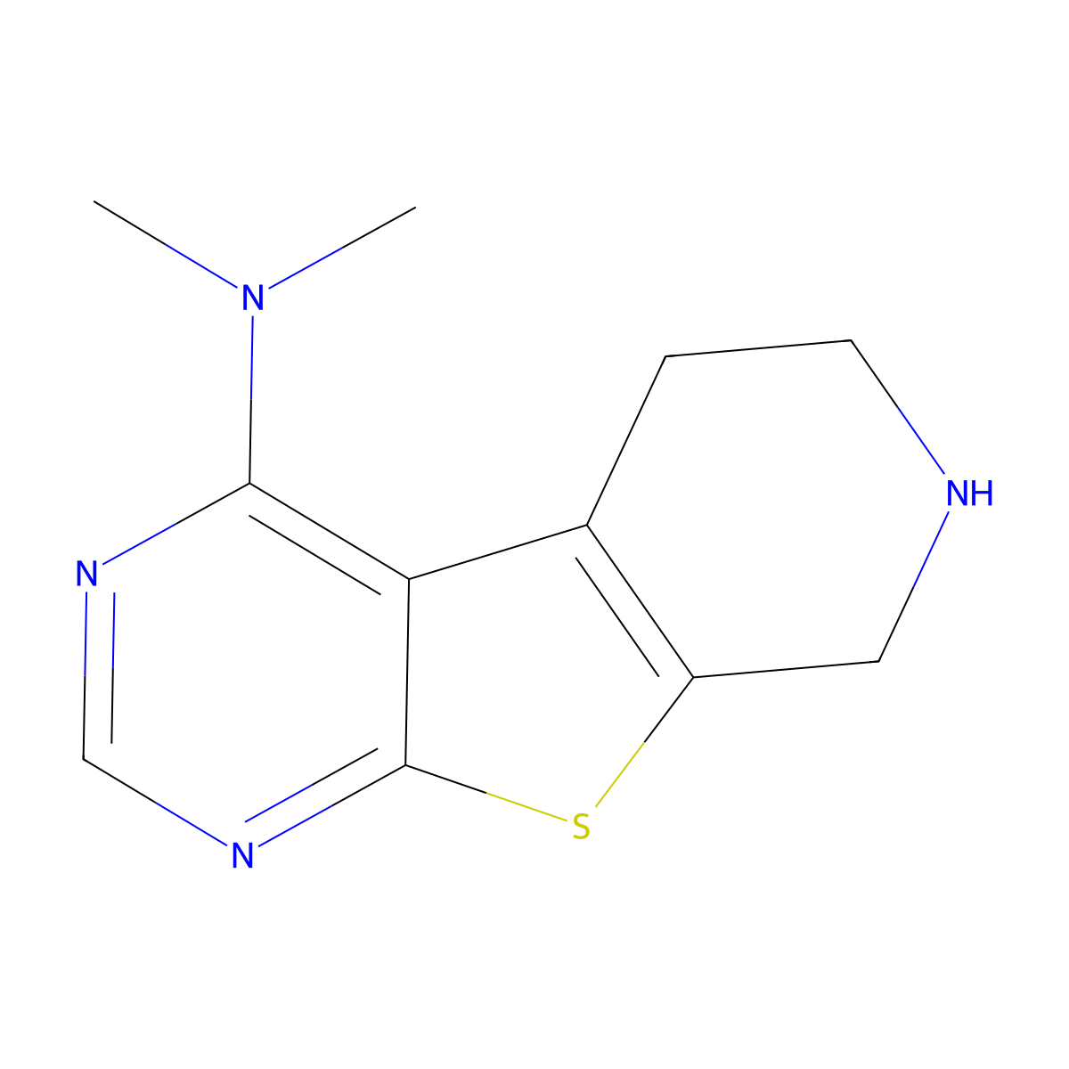 N,N-dimethyl-5,6,7,8-tetrahydropyrido[4',3':4,5]thieno[2,3-d]pyrimidin-4-amine molecular structure, CAS 126995-76-4