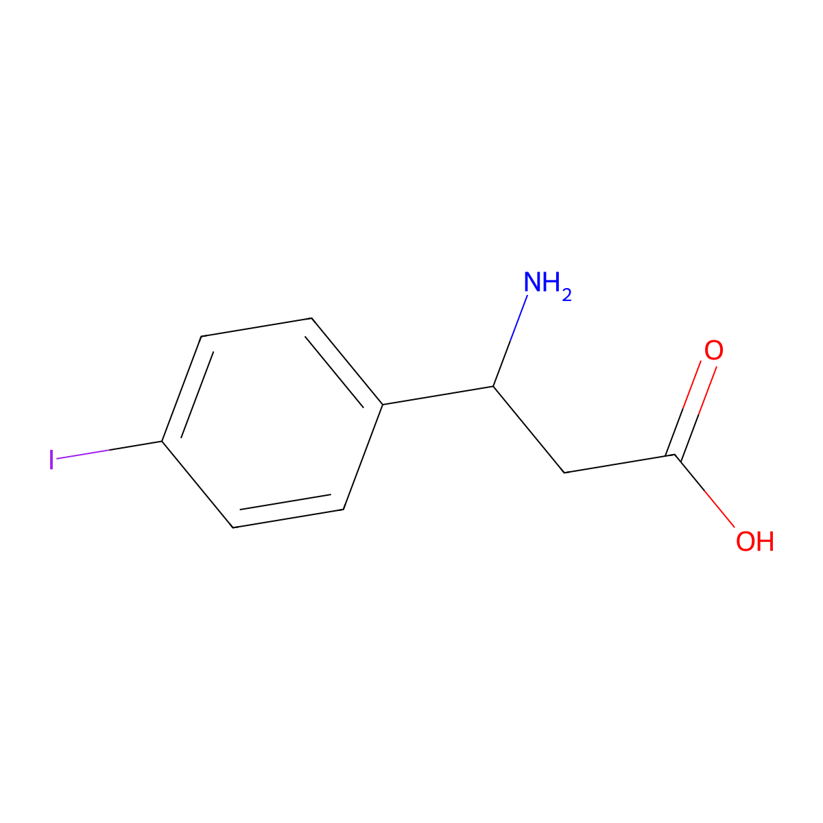 (3S)-3-amino-3-(4-iodophenyl)propanoic acid molecular structure, CAS 1269960-37-3