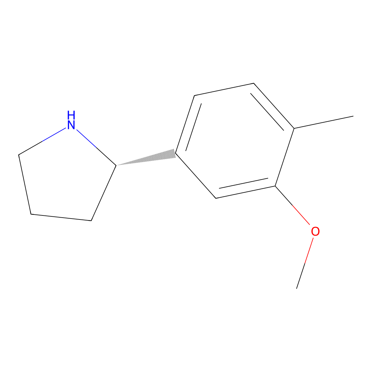 (S)-2-(3-Methoxy-4-methylphenyl)pyrrolidine molecular structure, CAS 1269964-84-2