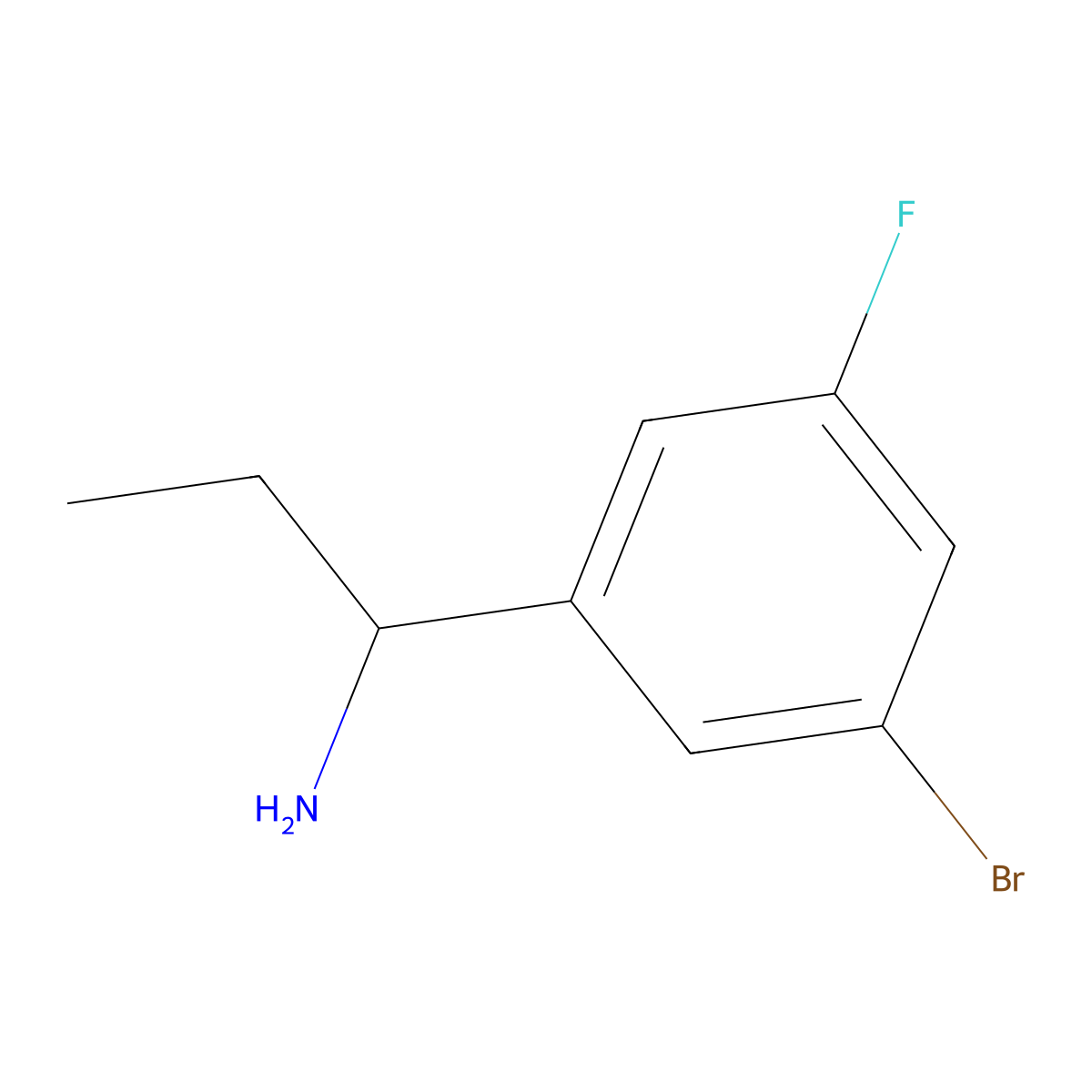 (S)-1-(3-Bromo-5-fluorophenyl)propan-1-amine molecular structure, CAS 1269979-38-5