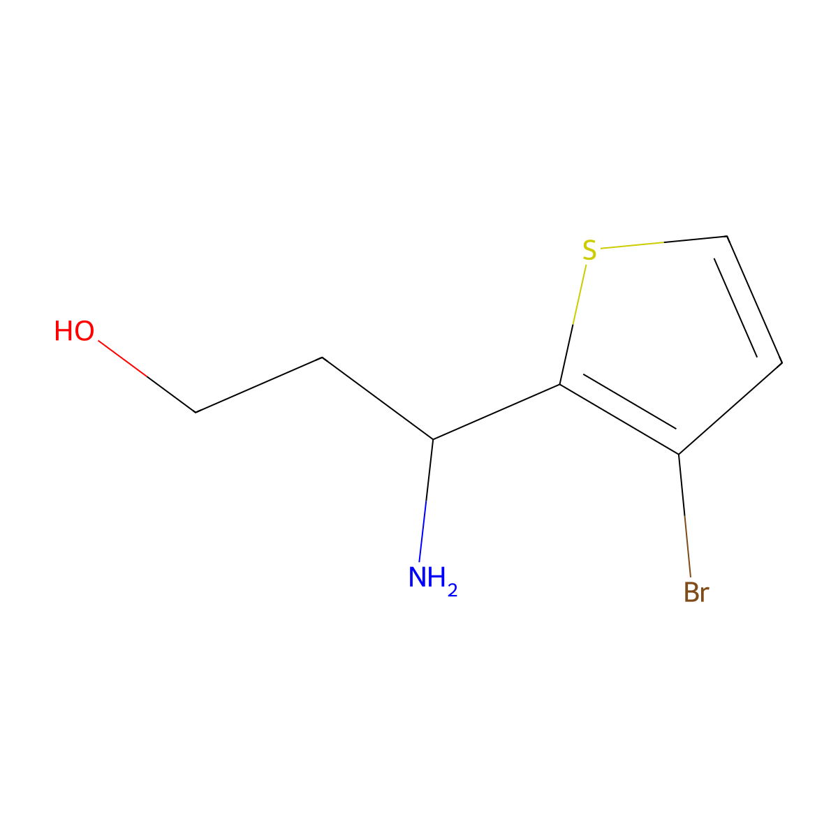 (3R)-3-amino-3-(3-bromothiophen-2-yl)propan-1-ol molecular structure, CAS 1269981-93-2