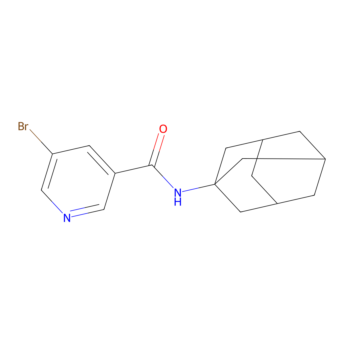 3-Pyridinecarboxamide, 5-bromo-N-tricyclo(3.3.1.1(sup 3,7))dec-1-yl- molecular structure, CAS 126999-38-0
