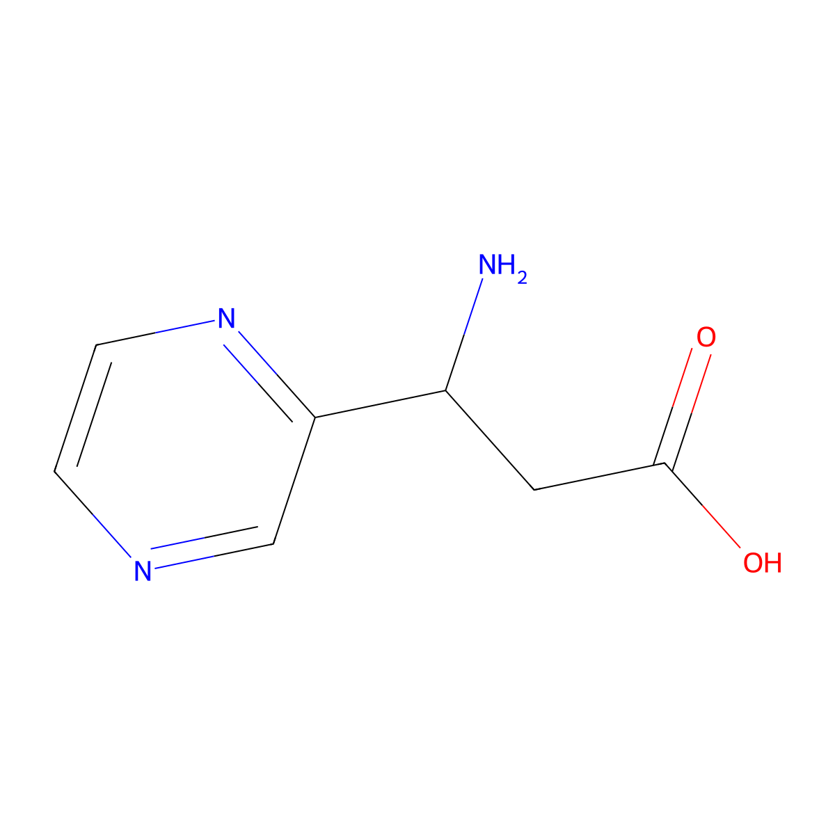 (3S)-3-amino-3-(pyrazin-2-yl)propanoic acid molecular structure, CAS 1269993-80-7