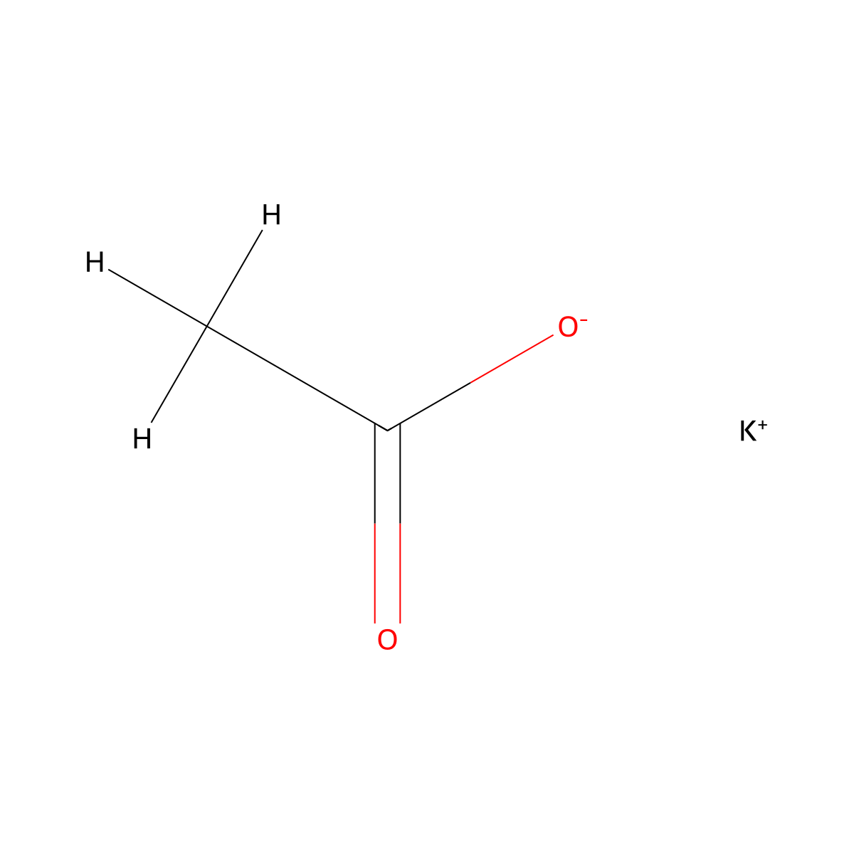 Potassium Acetate molecular structure, CAS 127-08-2