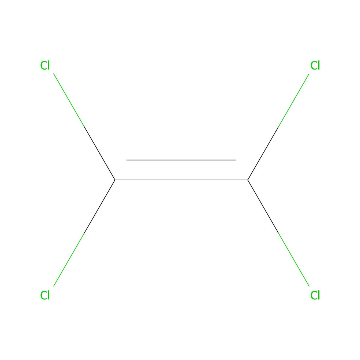 Tetrachloroethylene molecular structure, CAS 127-18-4