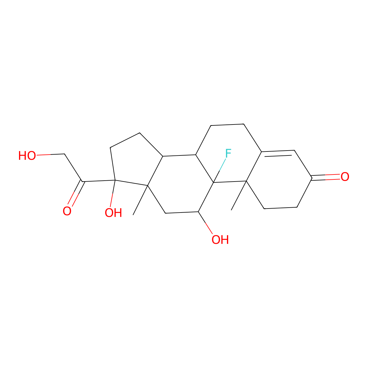 Fludrocortisone molecular structure, CAS 127-31-1