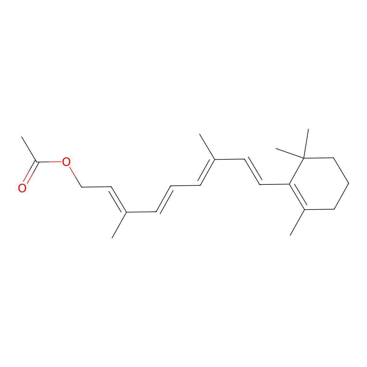 Retinol, acetate molecular structure, CAS 127-47-9