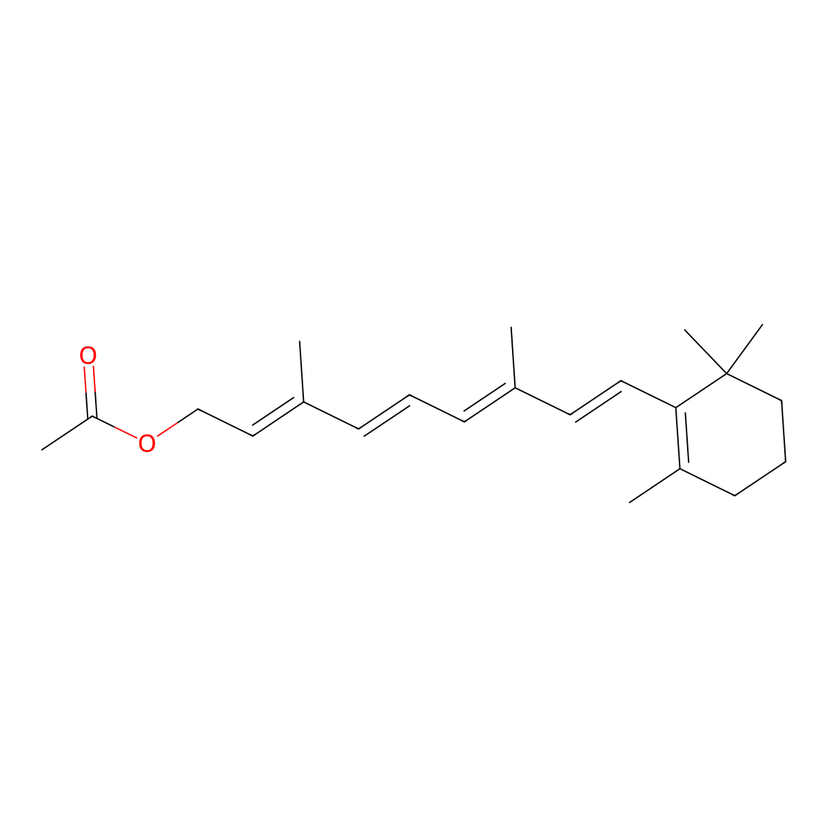 Retinol, acetate molecular structure, CAS 127-47-9