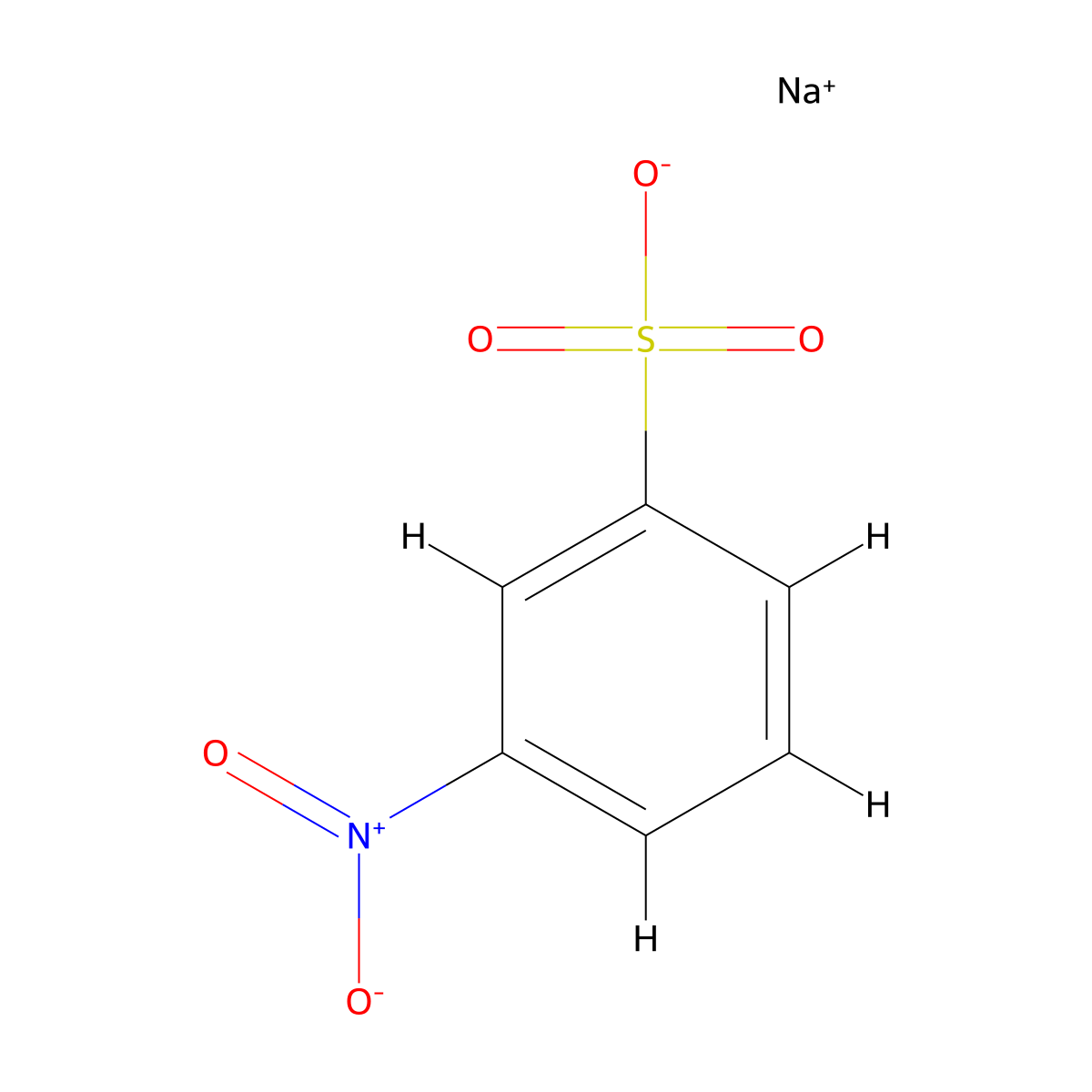 Sodium 3-nitrobenzenesulfonate molecular structure, CAS 127-68-4