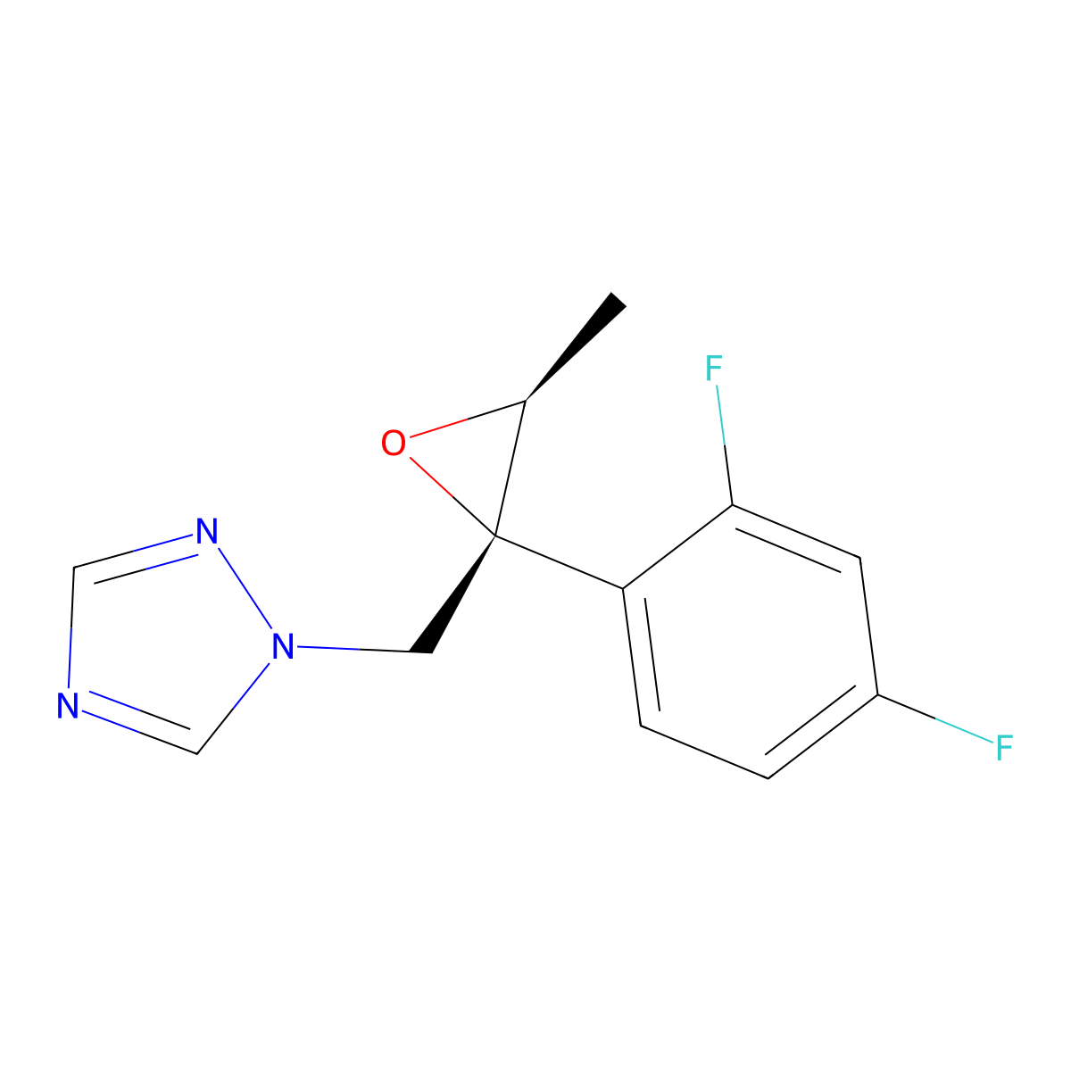 1-((2-(2,4-Difluorophenyl)-3-methyloxiran-2-yl)methyl)-1H-1,2,4-triazole, (2R-cis)- molecular structure, CAS 127000-90-2