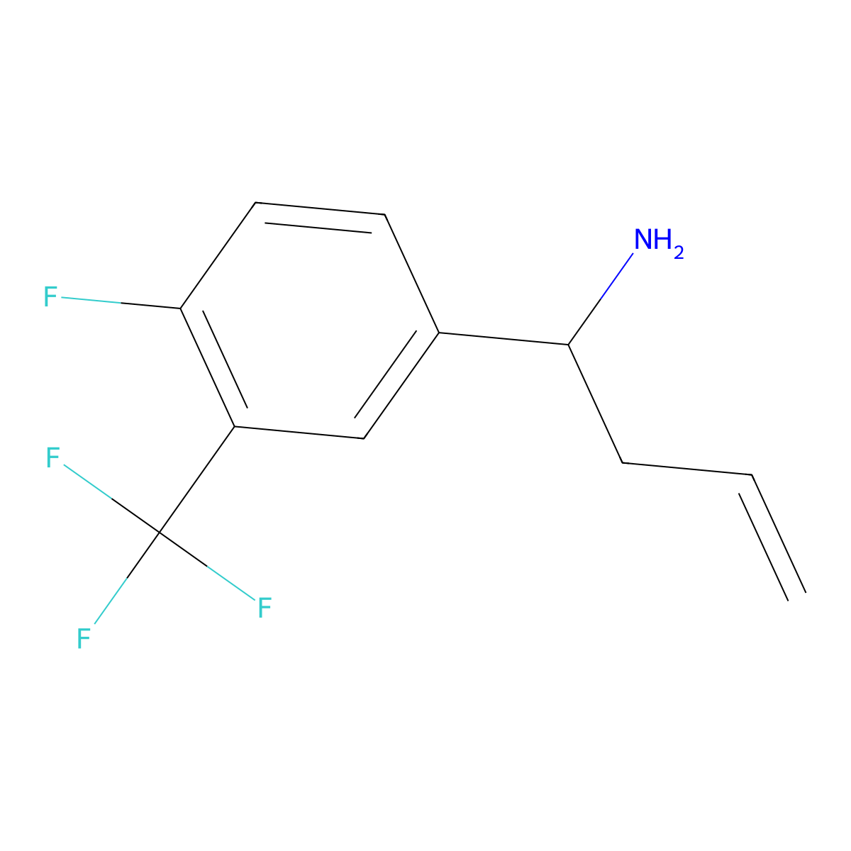 (R)-1-(4-Fluoro-3-(trifluoromethyl)phenyl)but-3-en-1-amine molecular structure, CAS 1270004-39-1