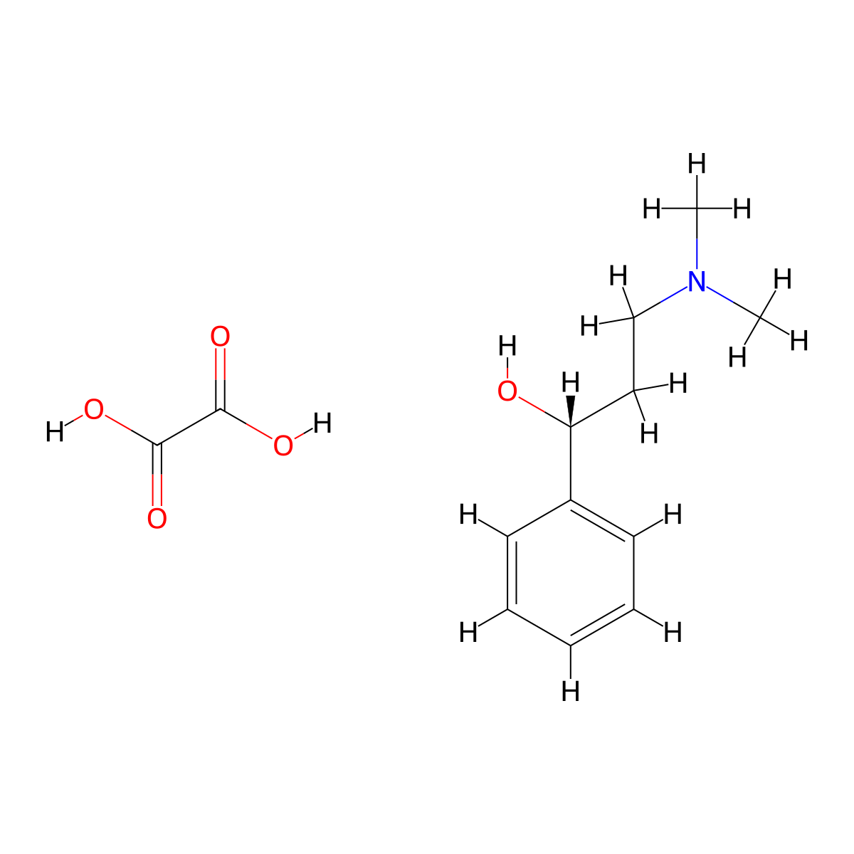 (1R)-3-(dimethylamino)-1-phenylpropan-1-ol; oxalic acid molecular structure, CAS 1270016-44-8