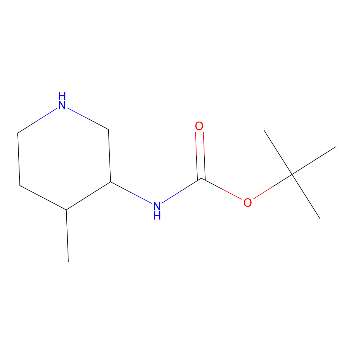 tert-Butyl ((3R,4S)-4-methylpiperidin-3-yl)carbamate molecular structure, CAS 1270019-97-0