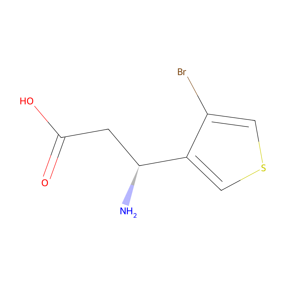 (3R)-3-amino-3-(4-bromothiophen-3-yl)propanoic acid molecular structure, CAS 1270025-01-8