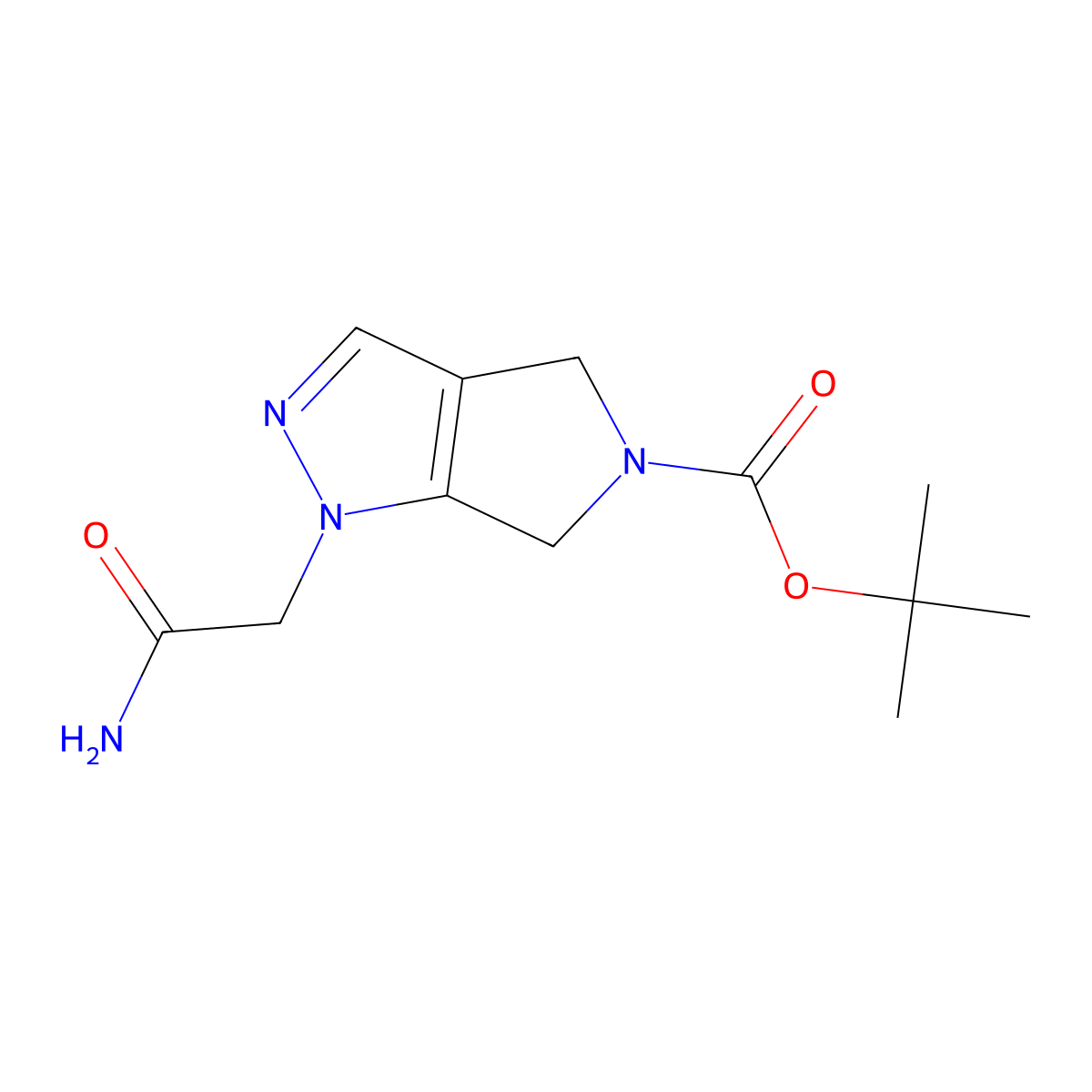 tert-Butyl 1-(2-amino-2-oxoethyl)-4,6-dihydropyrrolo[3,4-c]pyrazole-5(1H)-carboxylate molecular structure, CAS 1270029-91-8
