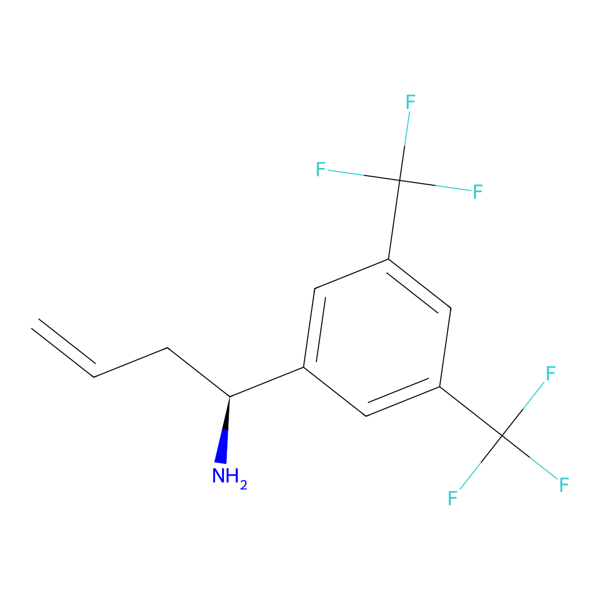 (S)-1-(3,5-Bis(trifluoromethyl)phenyl)but-3-en-1-amine molecular structure, CAS 1270032-95-5