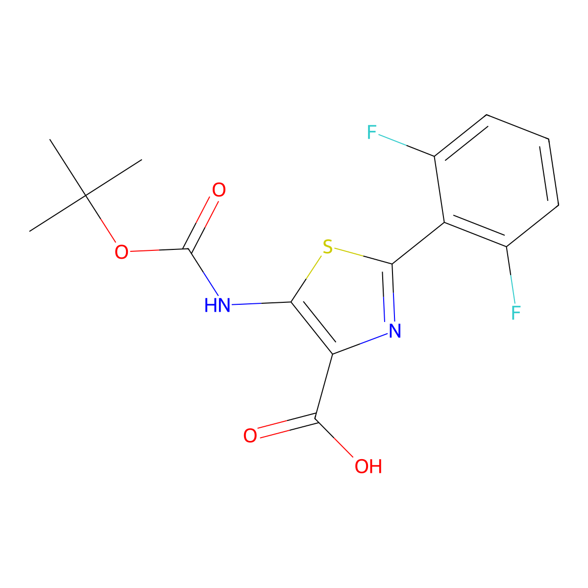 5-(Tert-butoxycarbonylamino)-2-(2,6-difluorophenyl)thiazole-4-carboxylic acid molecular structure, CAS 1270034-25-7