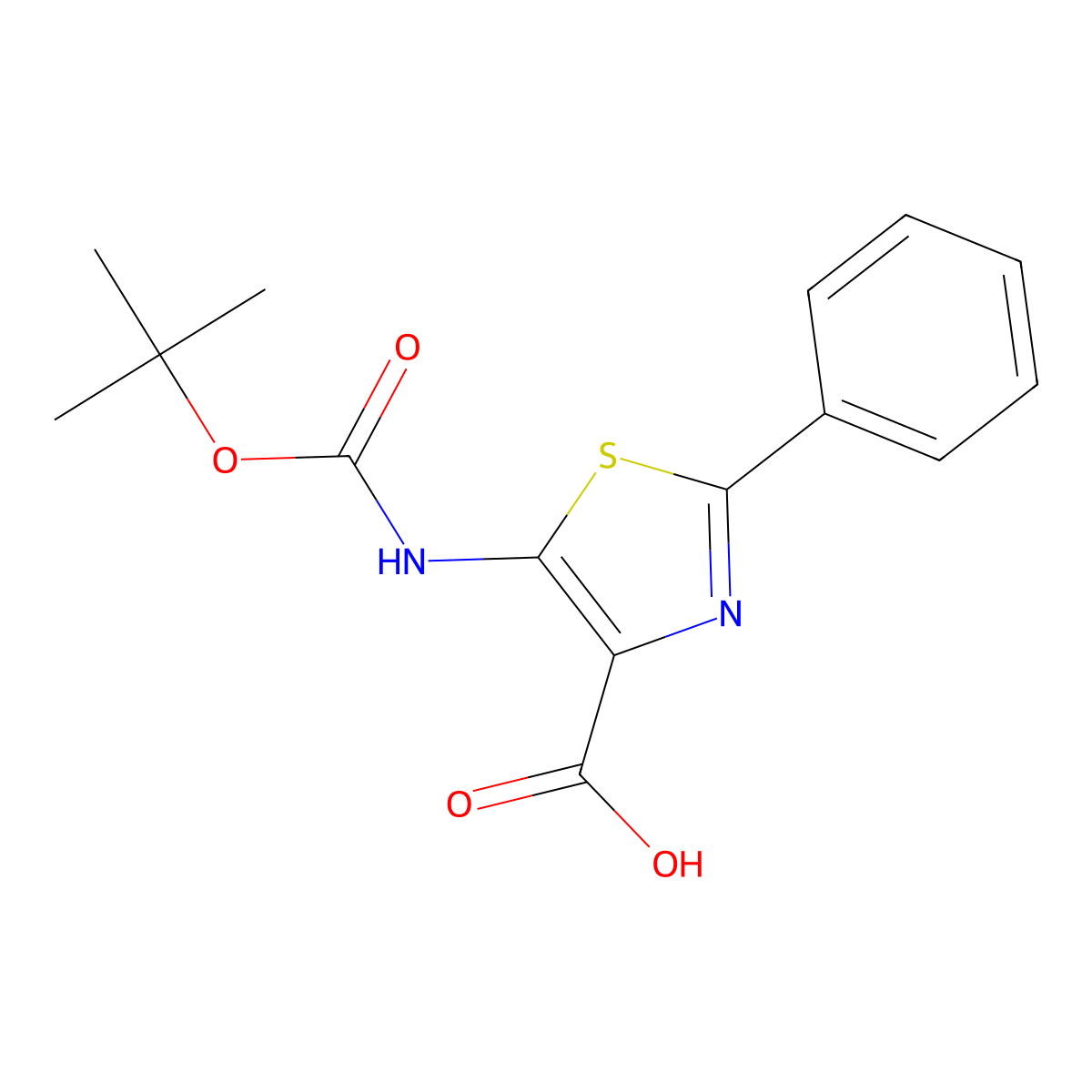 5-((tert-Butoxycarbonyl)amino)-2-phenylthiazole-4-carboxylic acid molecular structure, CAS 1270034-30-4