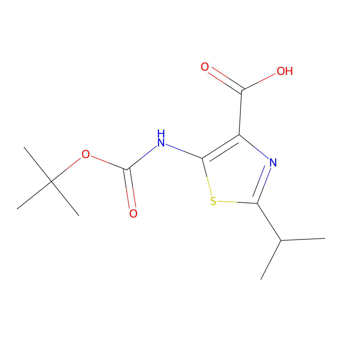 5-((tert-Butoxycarbonyl)amino)-2-isopropylthiazole-4-carboxylic acid molecular structure, CAS 1270034-47-3