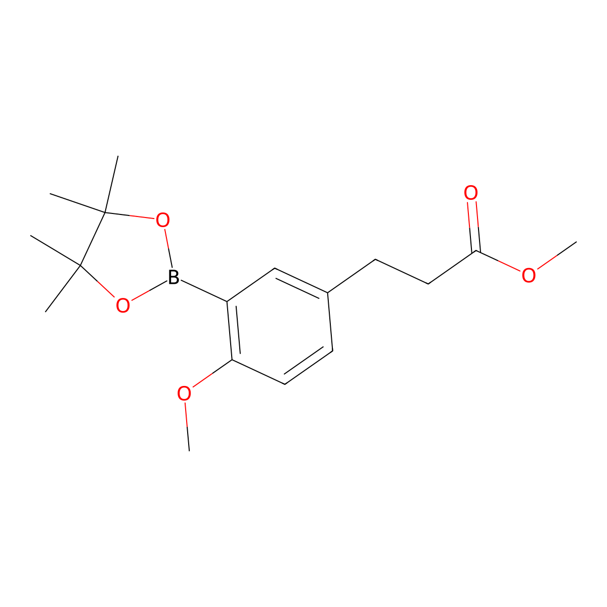 Methyl 3-(4-methoxy-3-(4,4,5,5-tetramethyl-1,3,2-dioxaborolan-2-yl)phenyl)propanoate molecular structure, CAS 1270038-09-9