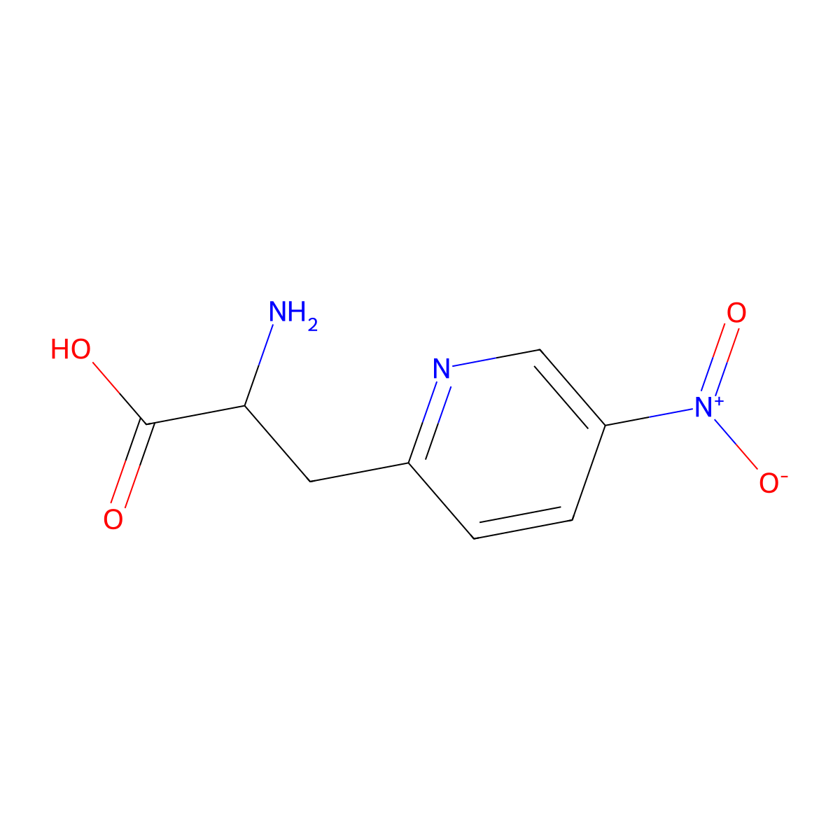 (S)-2-Amino-3-(5-nitro-pyridin-2-yl)-propionic acid molecular structure, CAS 1270043-41-8