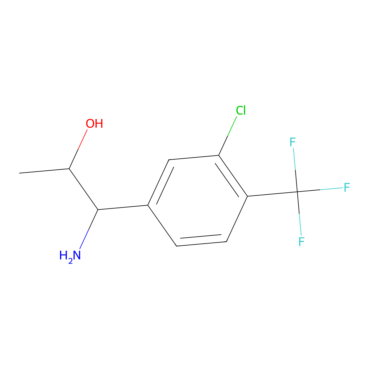 (1R,2S)-1-Amino-1-[3-chloro-4-(trifluoromethyl)phenyl]propan-2-OL molecular structure, CAS 1270046-99-5