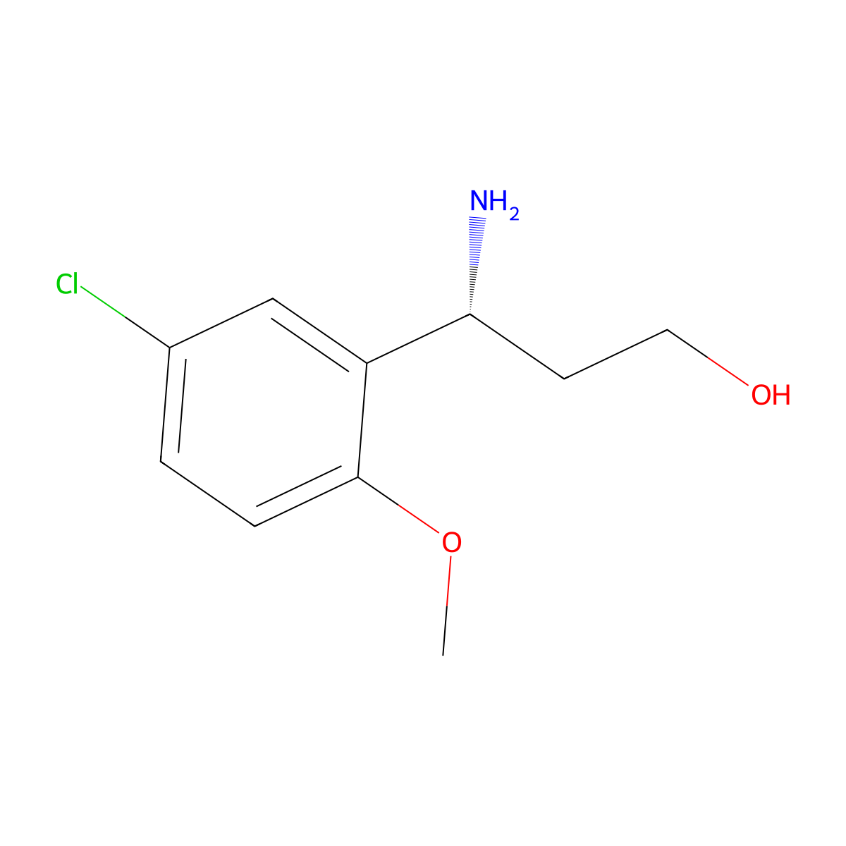 (3R)-3-amino-3-(5-chloro-2-methoxyphenyl)propan-1-ol molecular structure, CAS 1270047-69-2