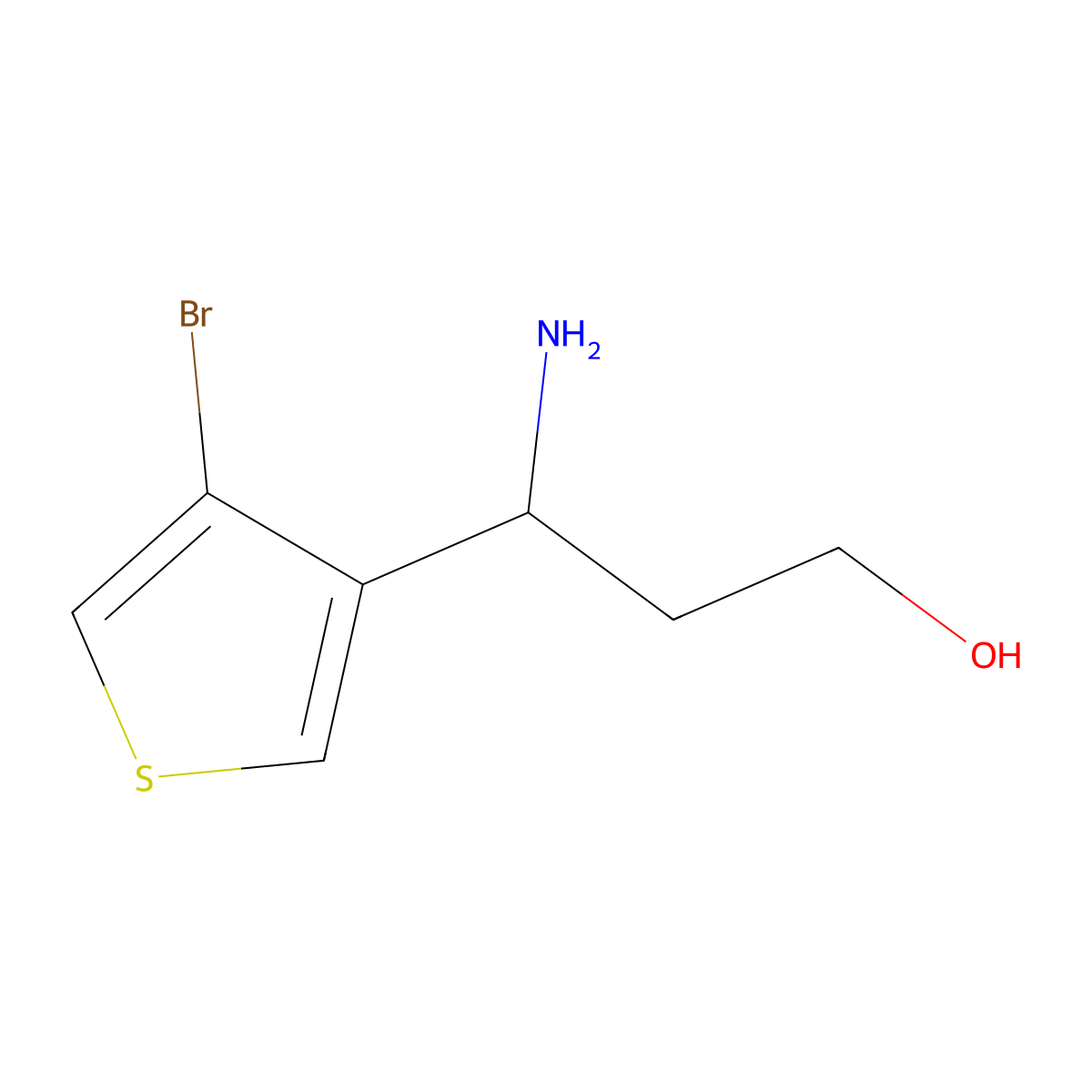 (3s)-3-Amino-3-(4-bromothiophen-3-yl)propan-1-ol molecular structure, CAS 1270056-07-9