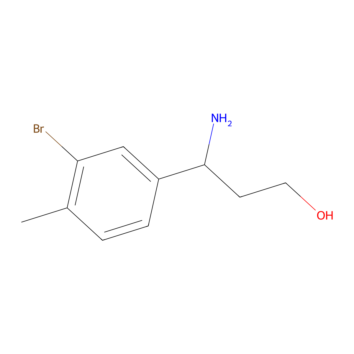 (3R)-3-Amino-3-(3-bromo-4-methylphenyl)propan-1-OL molecular structure, CAS 1270068-33-1