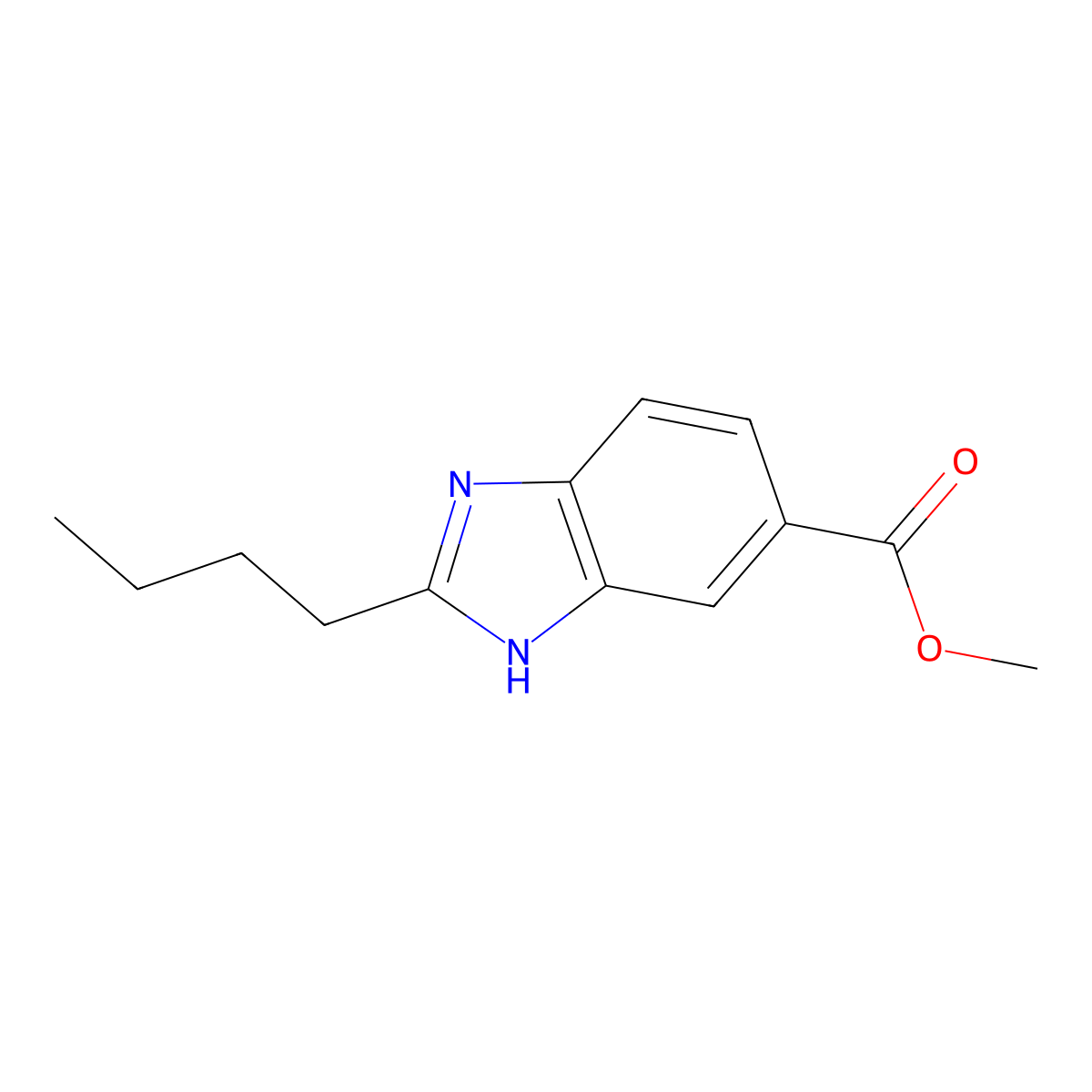 methyl 2-butyl-1H-1,3-benzodiazole-6-carboxylate molecular structure, CAS 127007-36-7
