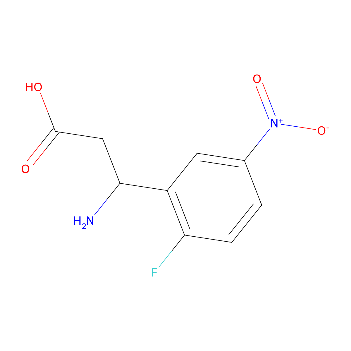 (3S)-3-amino-3-(2-fluoro-5-nitrophenyl)propanoic acid molecular structure, CAS 1270073-95-4