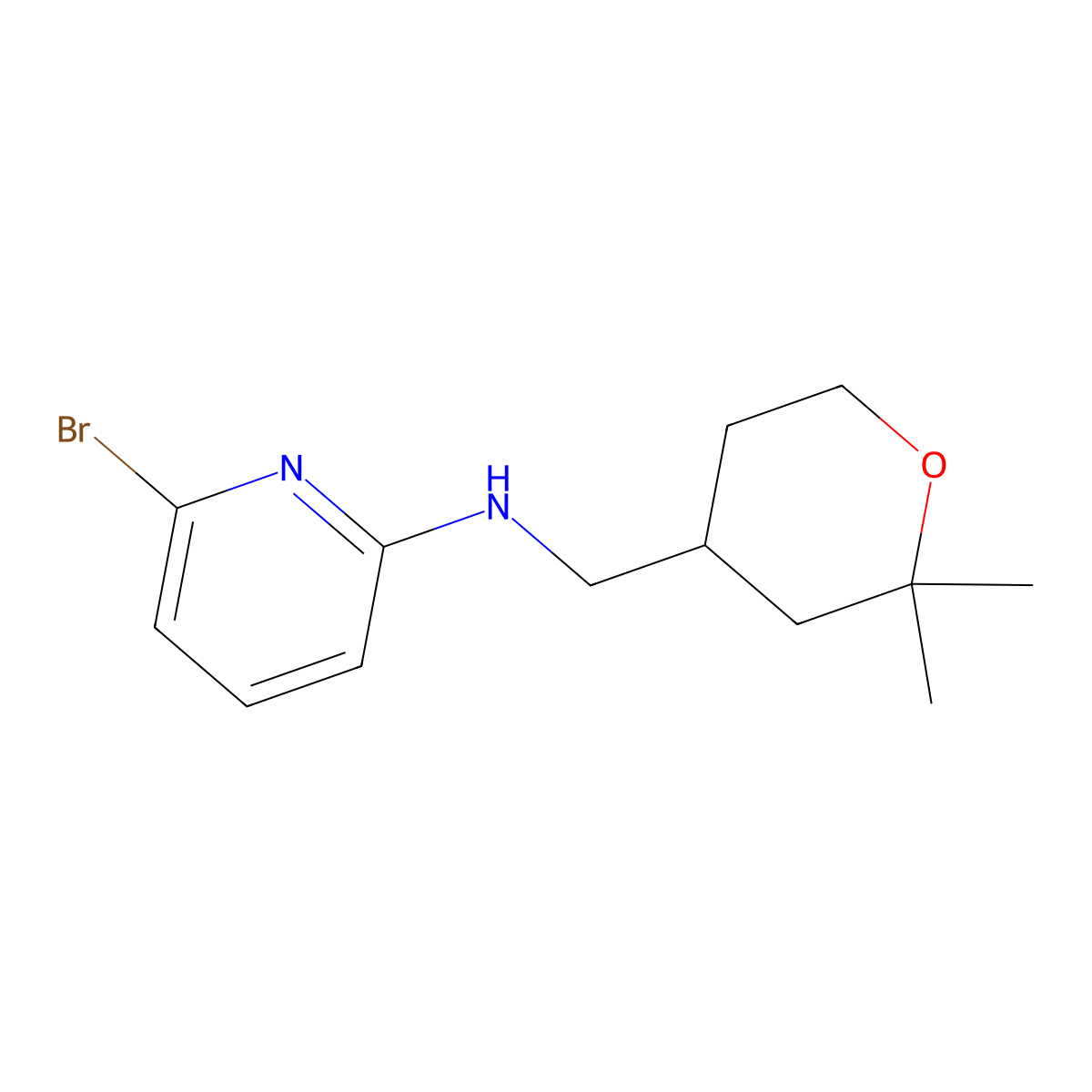 6-bromo-N-((2,2-dimethyltetrahydro-2H-pyran-4-yl)methyl)pyridin-2-amine molecular structure, CAS 1270076-36-2