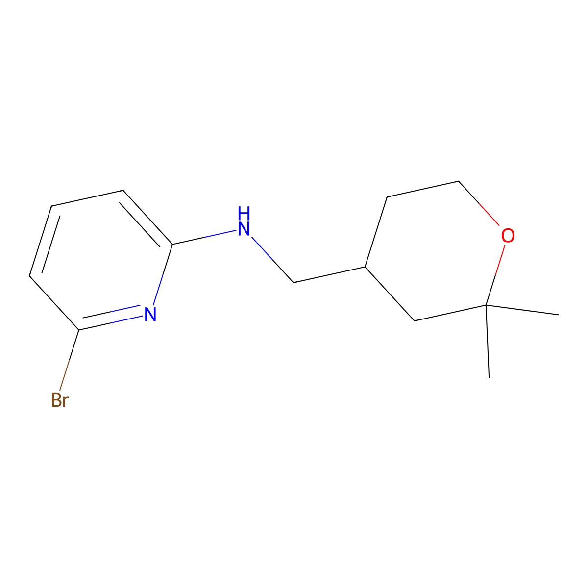 6-bromo-N-((2,2-dimethyltetrahydro-2H-pyran-4-yl)methyl)pyridin-2-amine molecular structure, CAS 1270076-36-2