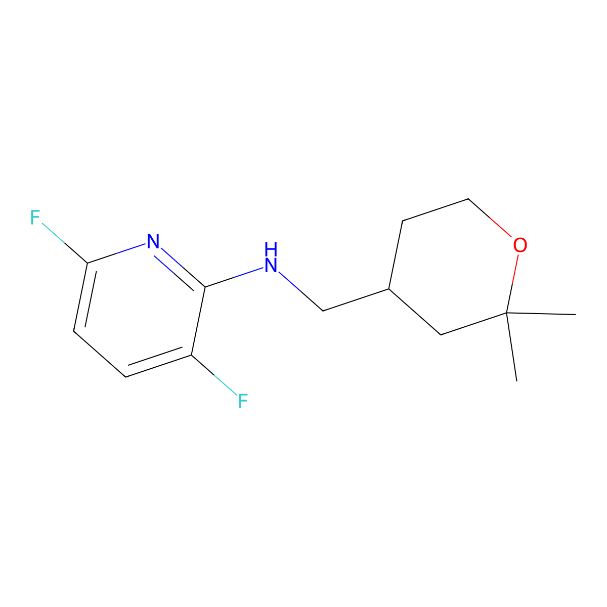 N-((2,2-Dimethyltetrahydro-2H-pyran-4-yl)methyl)-3,6-difluoropyridin-2-amine molecular structure, CAS 1270076-56-6