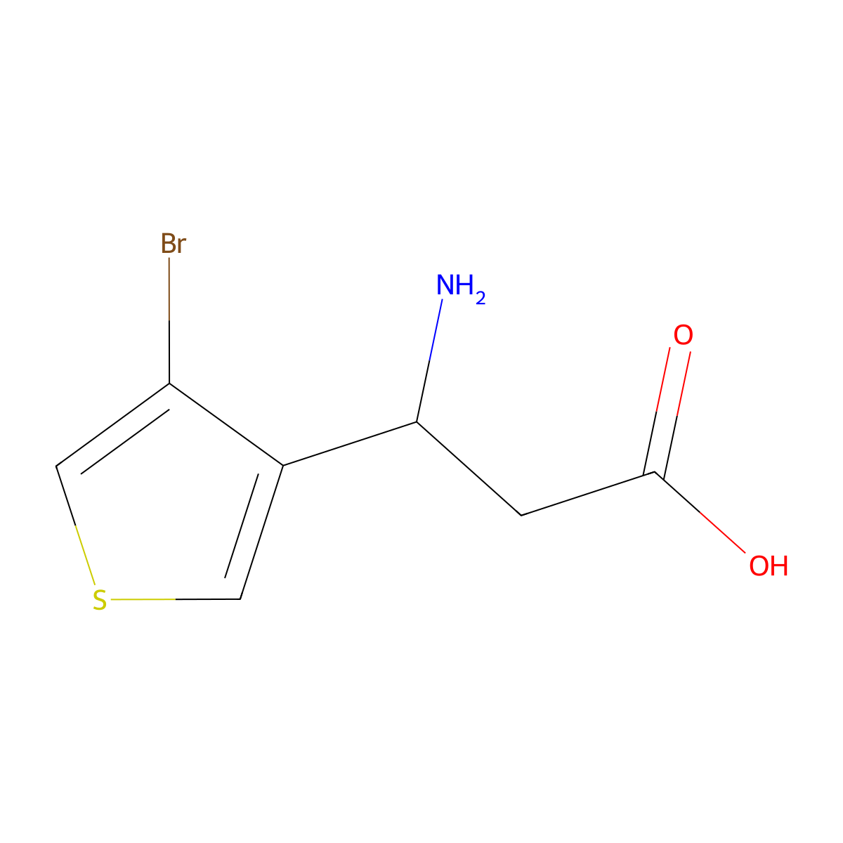 (3S)-3-amino-3-(4-bromothiophen-3-yl)propanoic acid molecular structure, CAS 1270079-86-1