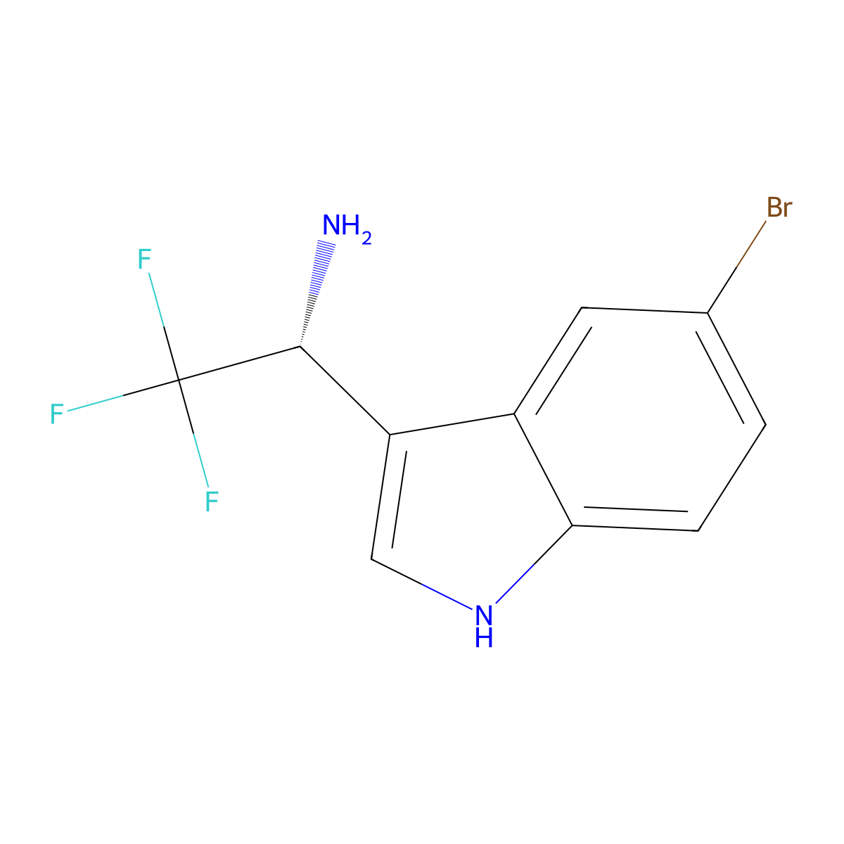 (R)-1-(5-Bromo-1H-indol-3-YL)-2,2,2-trifluoroethan-1-amine molecular structure, CAS 1270081-38-3