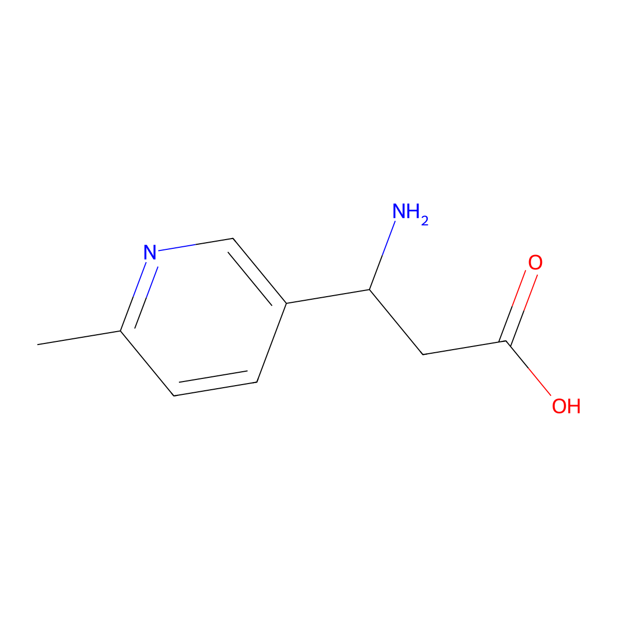 (3R)-3-amino-3-(6-methylpyridin-3-yl)propanoic acid molecular structure, CAS 1270089-48-9