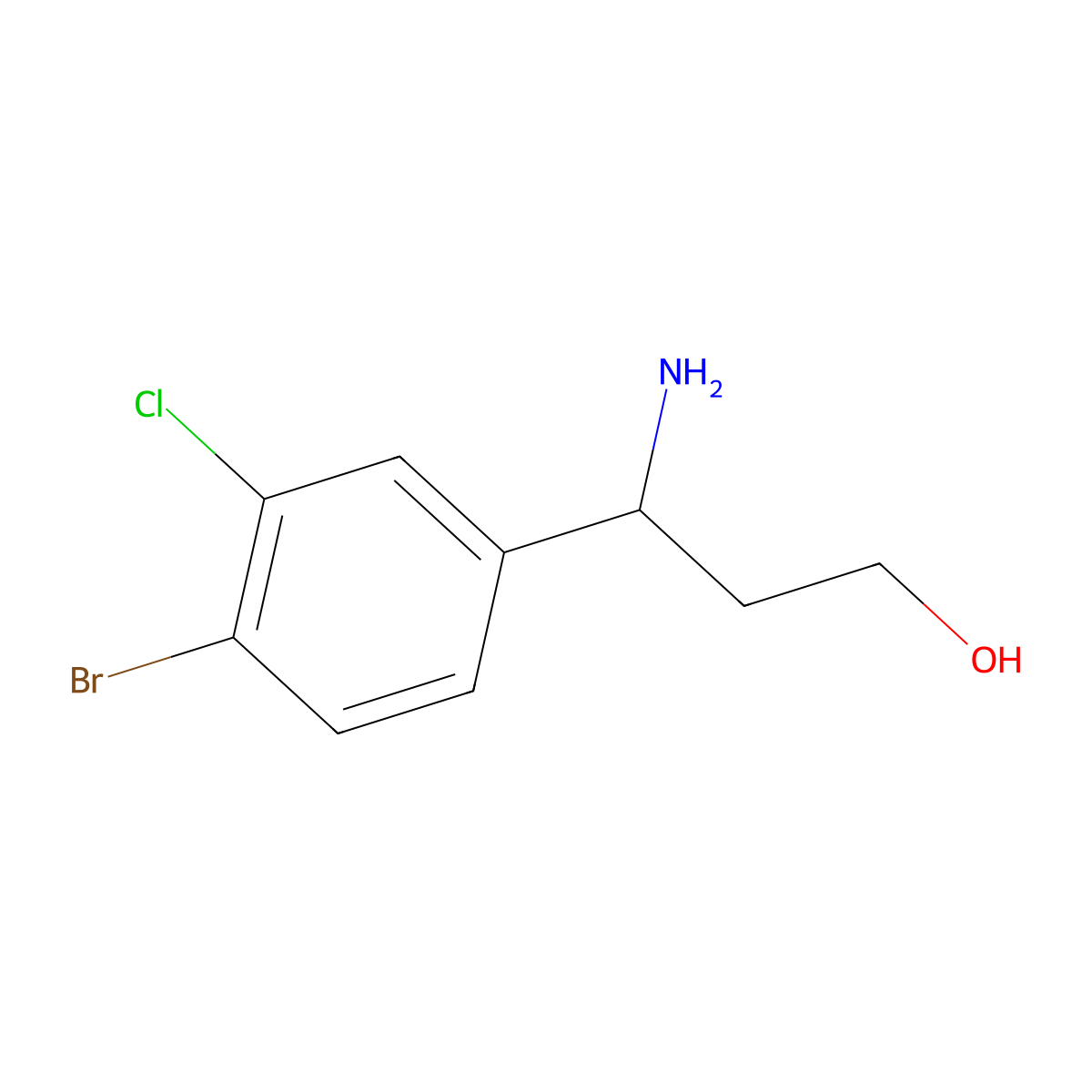 (3R)-3-Amino-3-(4-bromo-3-chlorophenyl)propan-1-OL molecular structure, CAS 1270092-70-0