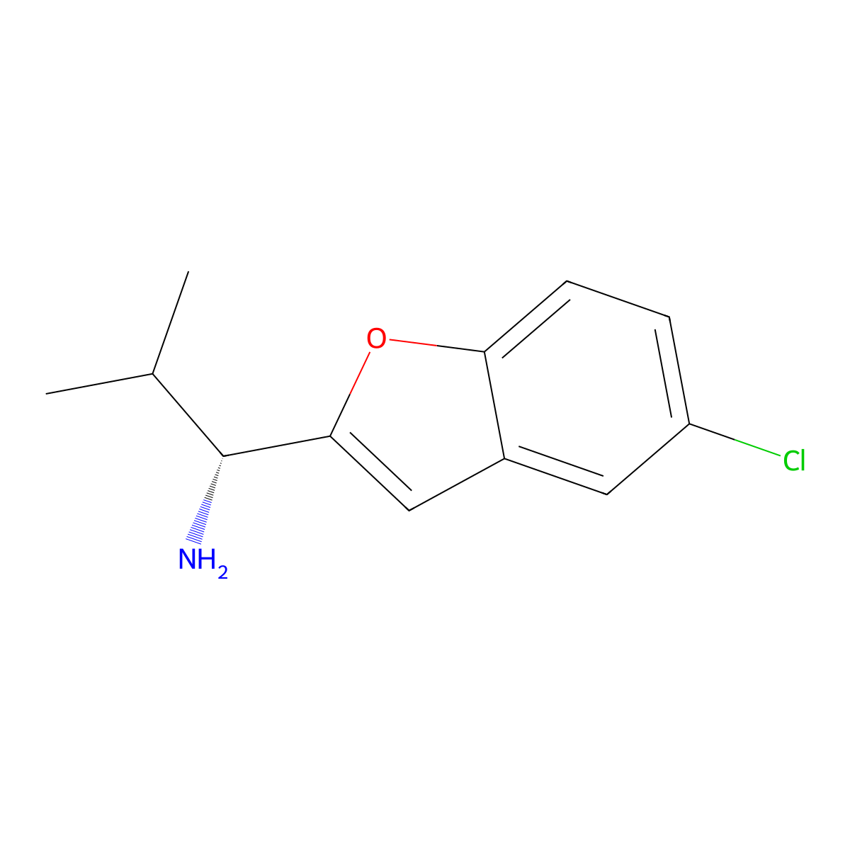 (1R)-1-(5-chloro-1-benzofuran-2-yl)-2-methylpropan-1-amine molecular structure, CAS 1270104-26-1