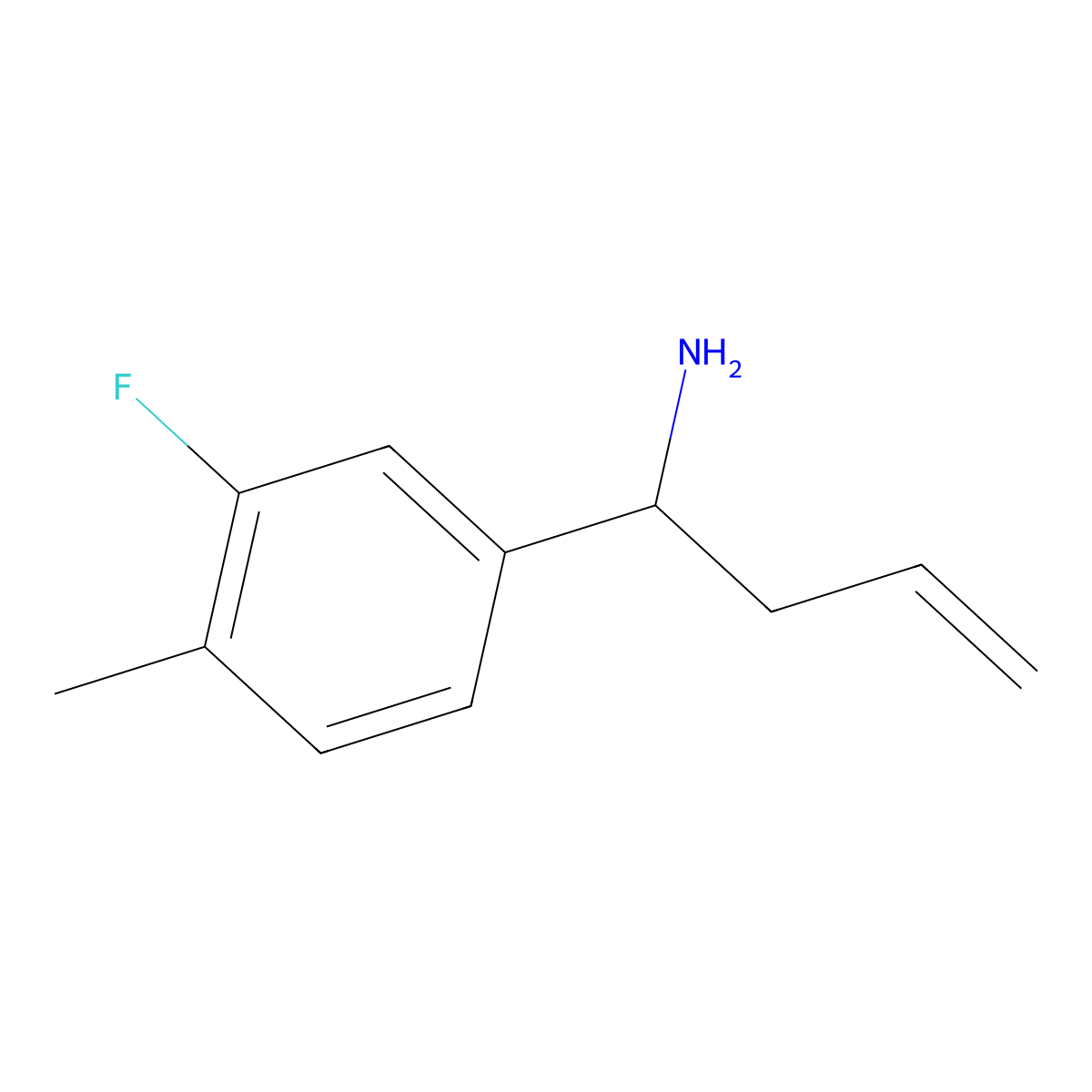 (S)-1-(3-Fluoro-4-methylphenyl)but-3-en-1-amine molecular structure, CAS 1270107-35-1