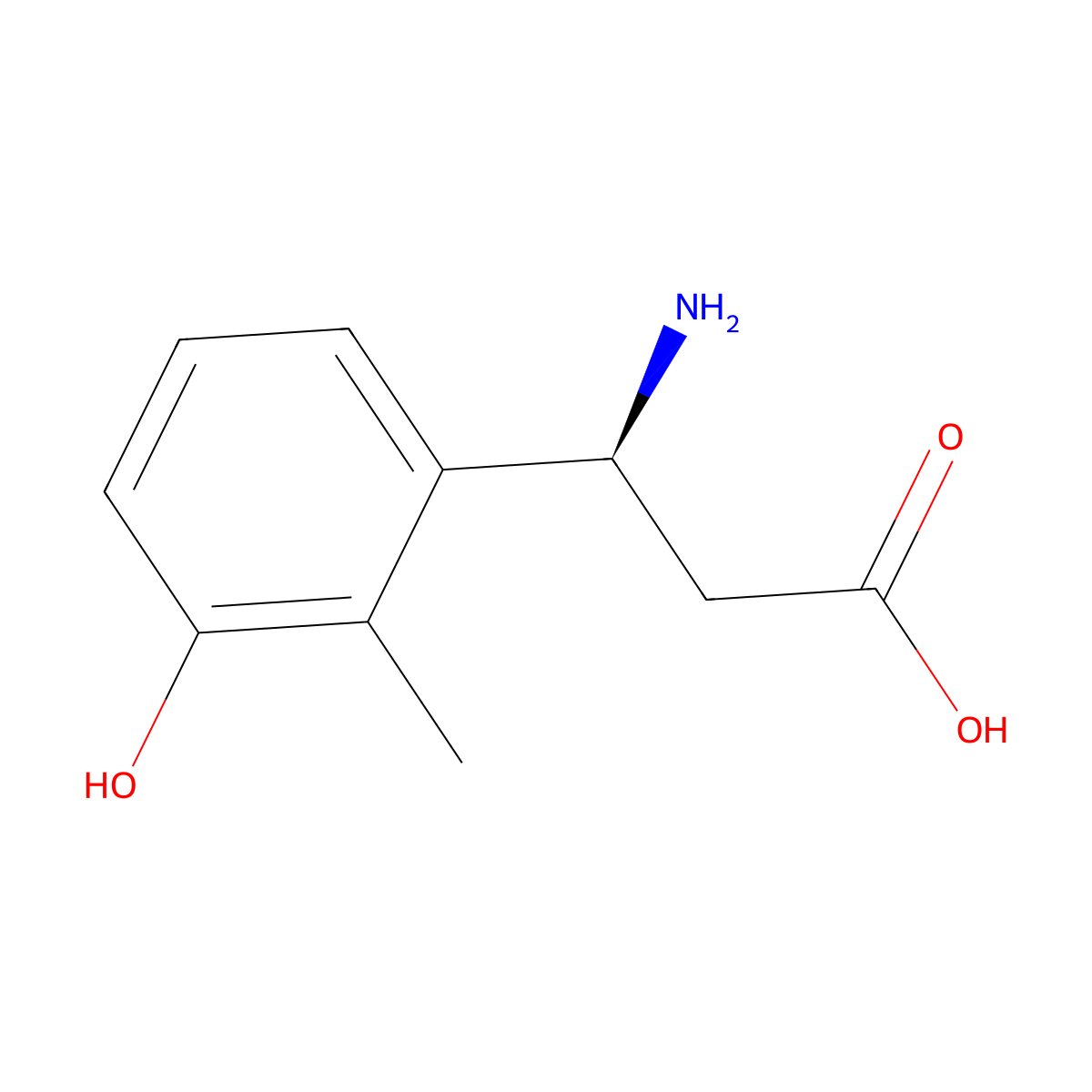 (3S)-3-amino-3-(3-hydroxy-2-methylphenyl)propanoic acid molecular structure, CAS 1270113-85-3