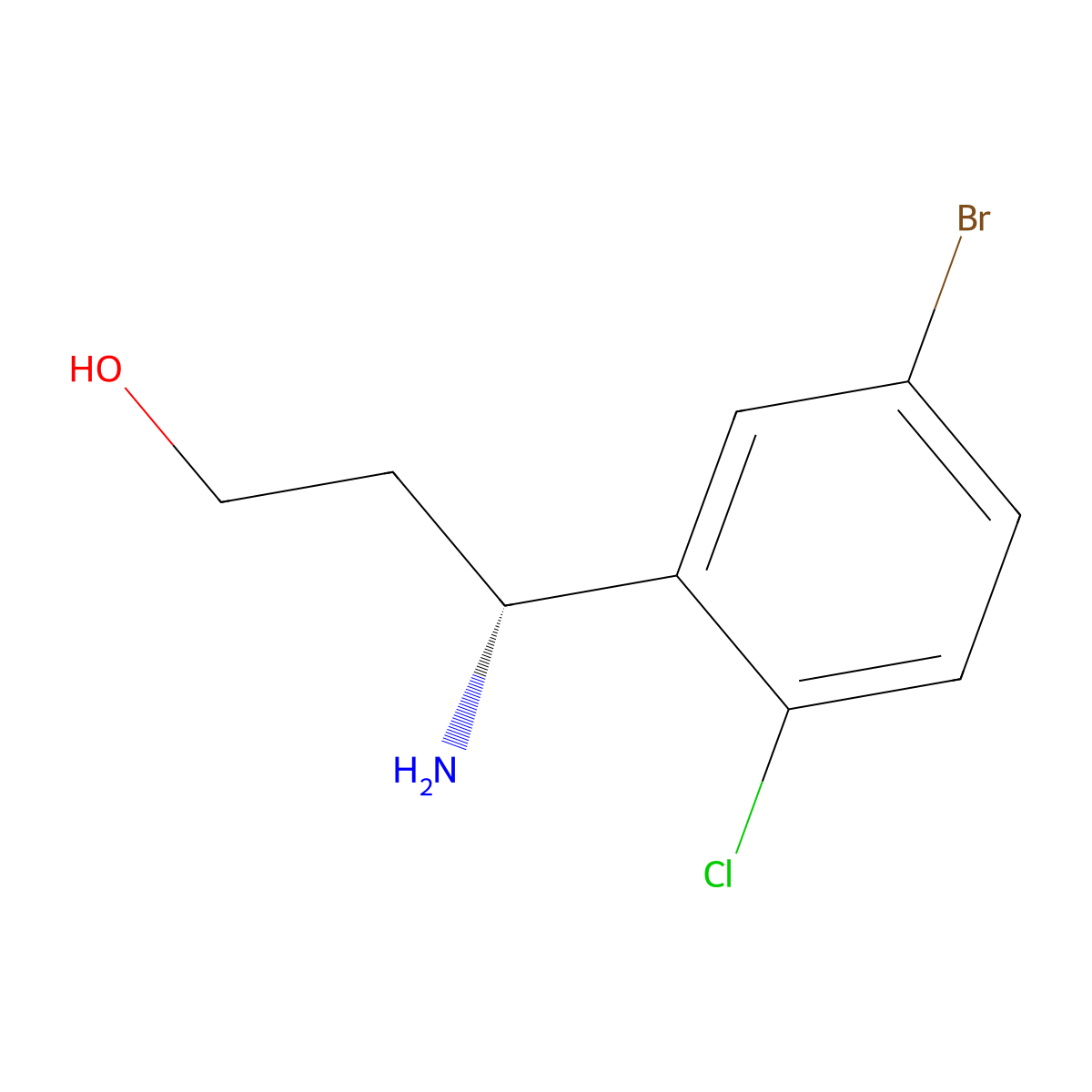 (3R)-3-Amino-3-(5-bromo-2-chlorophenyl)propan-1-OL molecular structure, CAS 1270120-26-7