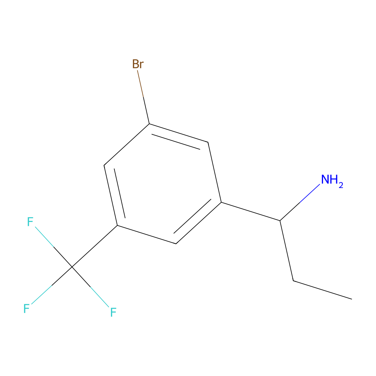 (S)-1-(3-Bromo-5-(trifluoromethyl)phenyl)propan-1-amine molecular structure, CAS 1270125-16-0