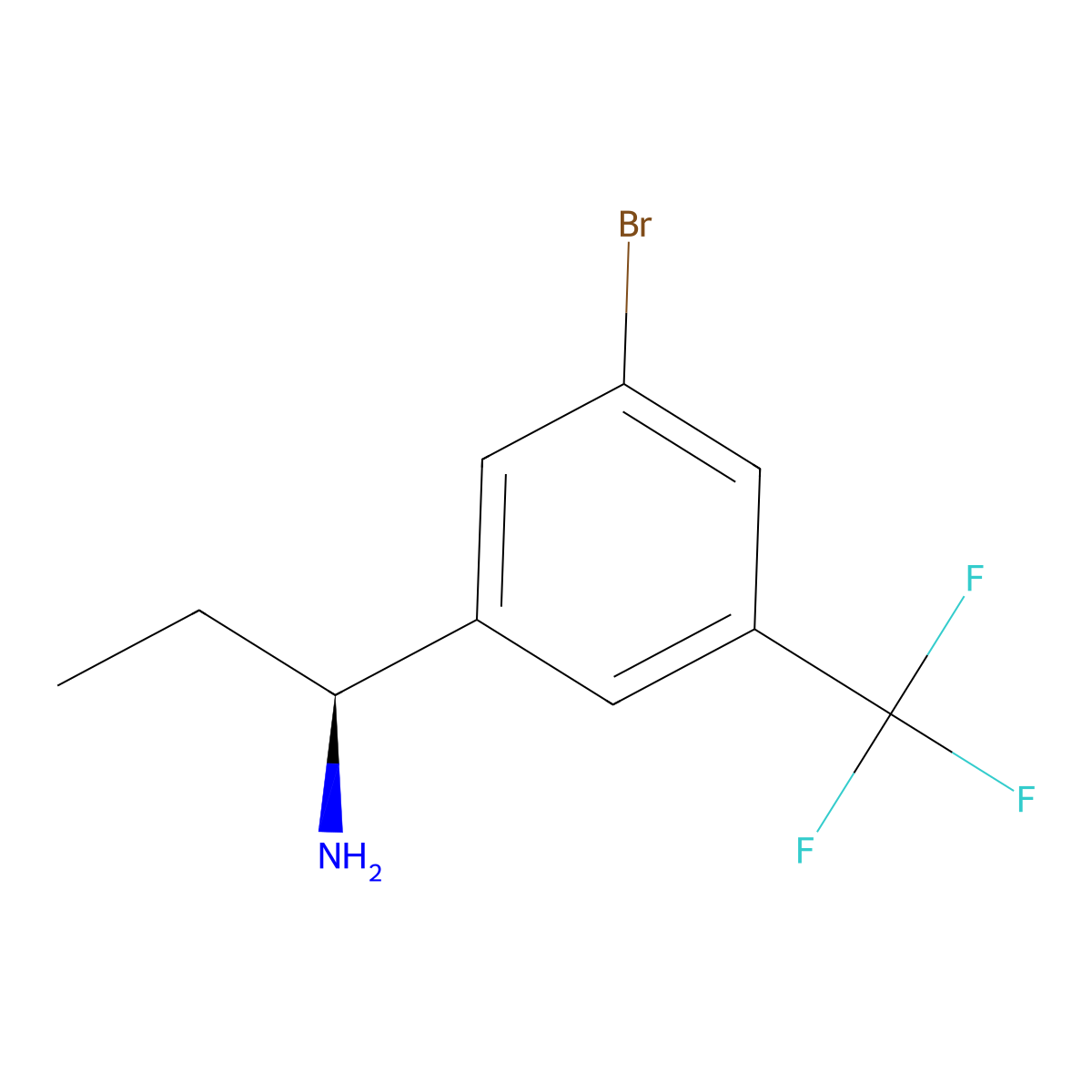 (S)-1-(3-Bromo-5-(trifluoromethyl)phenyl)propan-1-amine molecular structure, CAS 1270125-16-0