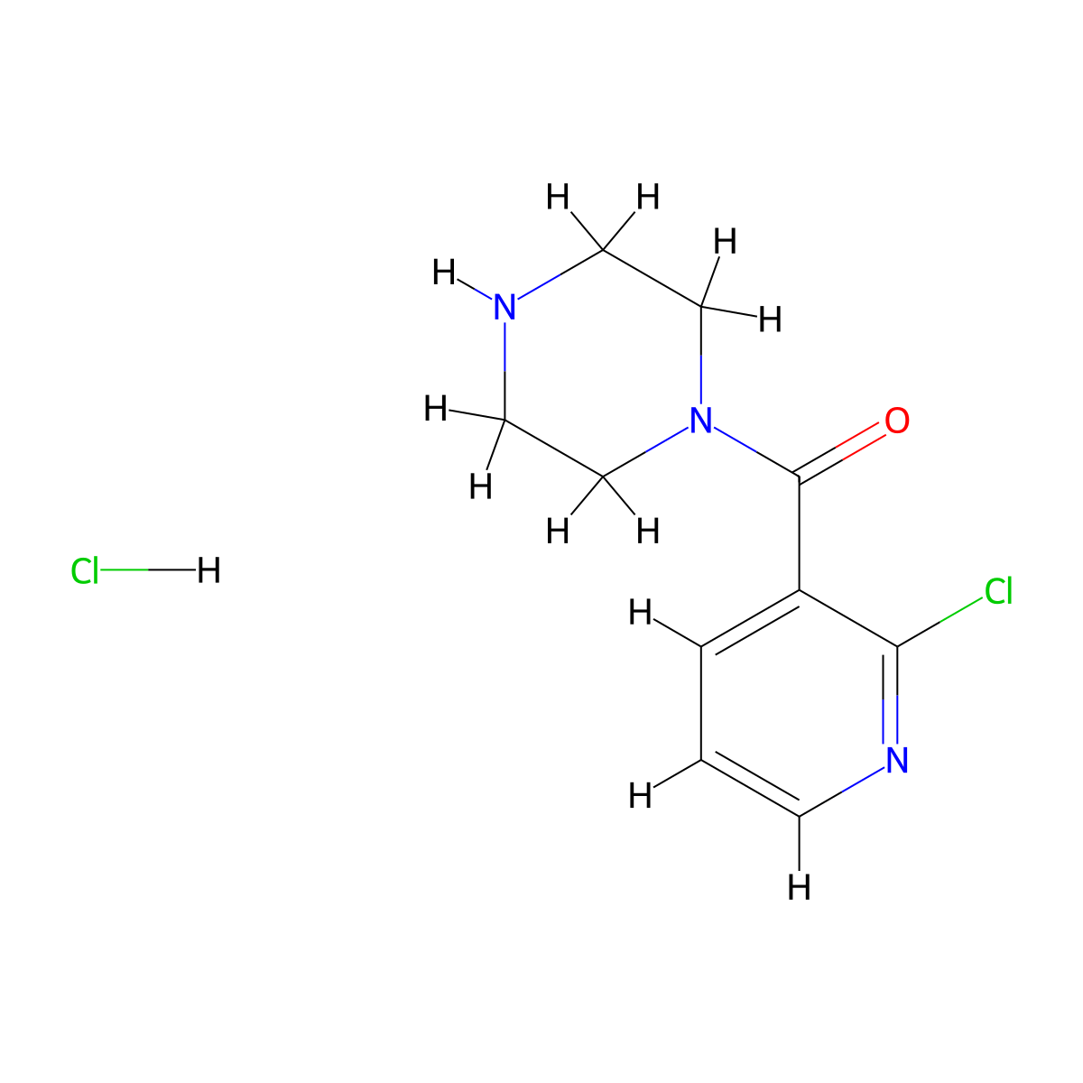 (2-Chloropyridin-3-yl)(piperazin-1-yl)methanone hydrochloride molecular structure, CAS 1270138-42-5