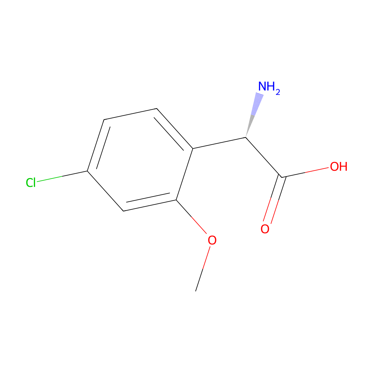 (S)-2-Amino-2-(4-chloro-2-methoxyphenyl)acetic acid molecular structure, CAS 1270140-55-0